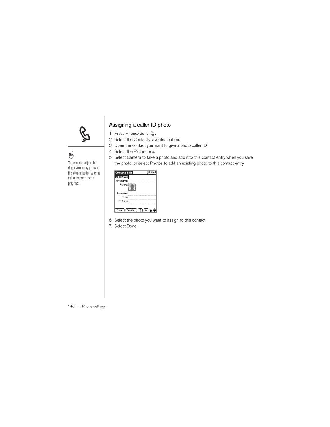 Palm 650 manual Assigning a caller ID photo 