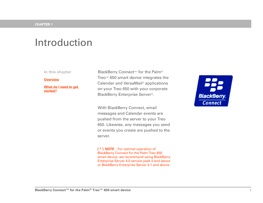 Palm 650 setup guide Introduction, This chapter 