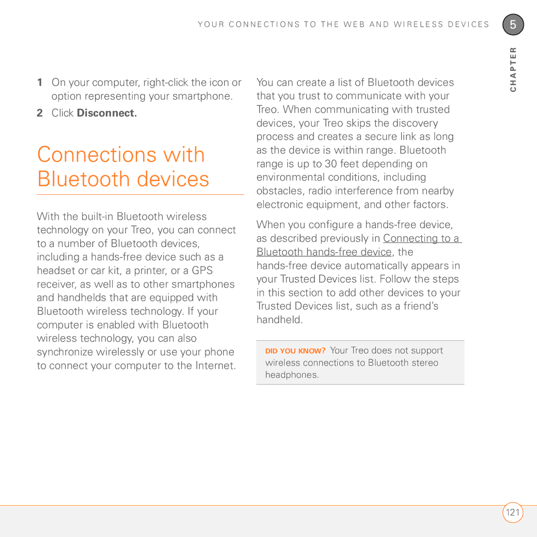 Palm 680 manual Connections with Bluetooth devices, Click Disconnect 