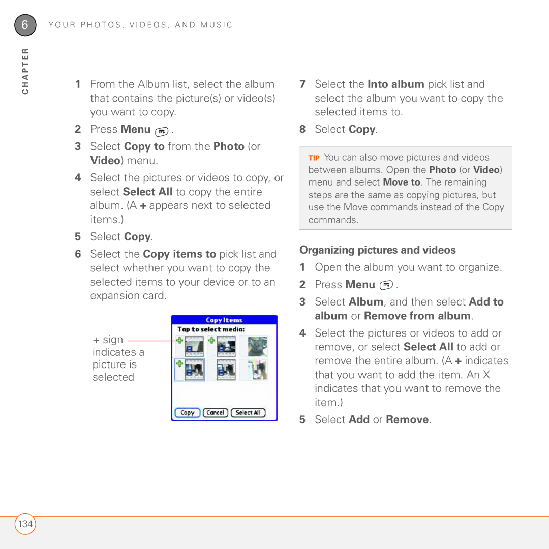 Palm 680 manual Organizing pictures and videos 