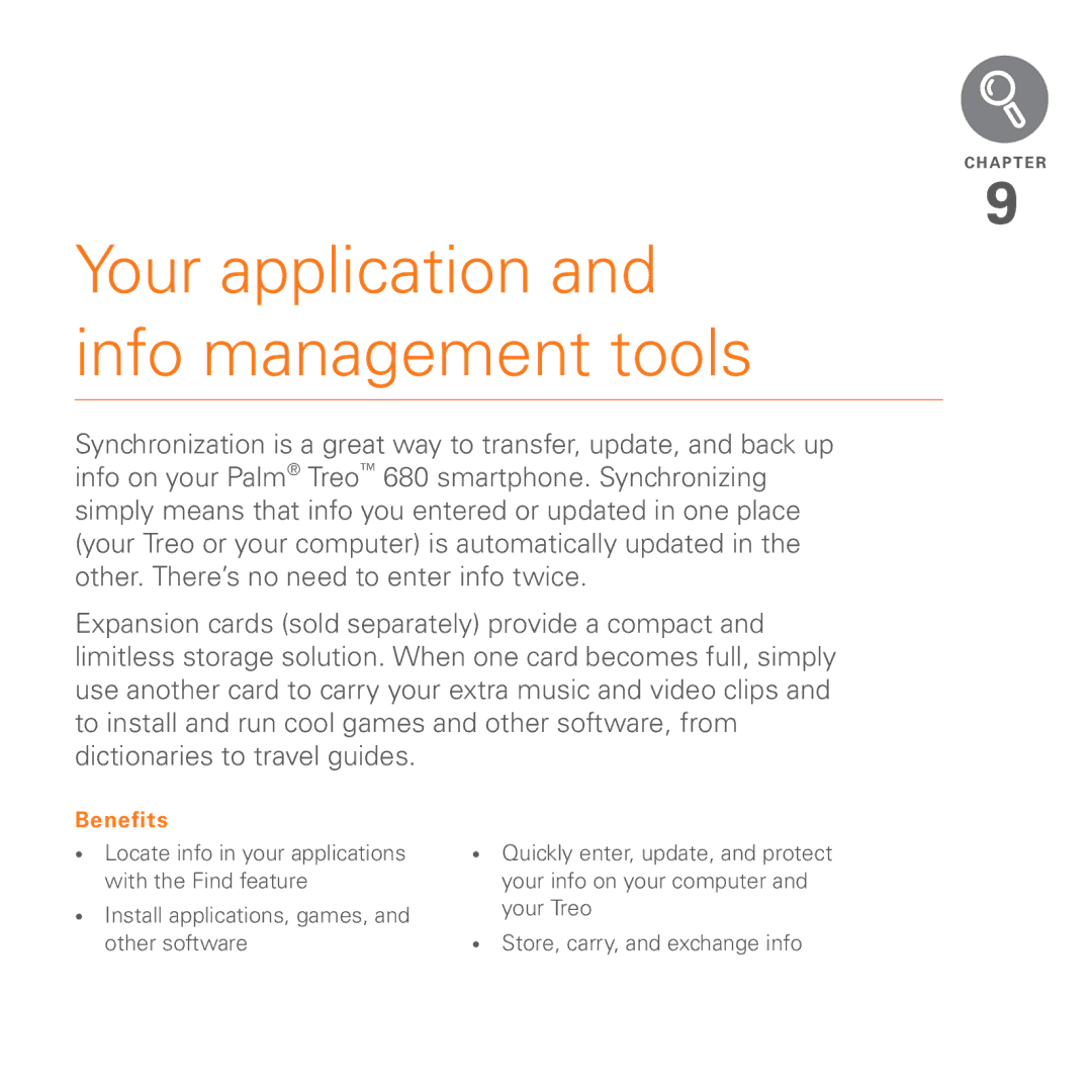 Palm 680 manual Your application and info management tools 