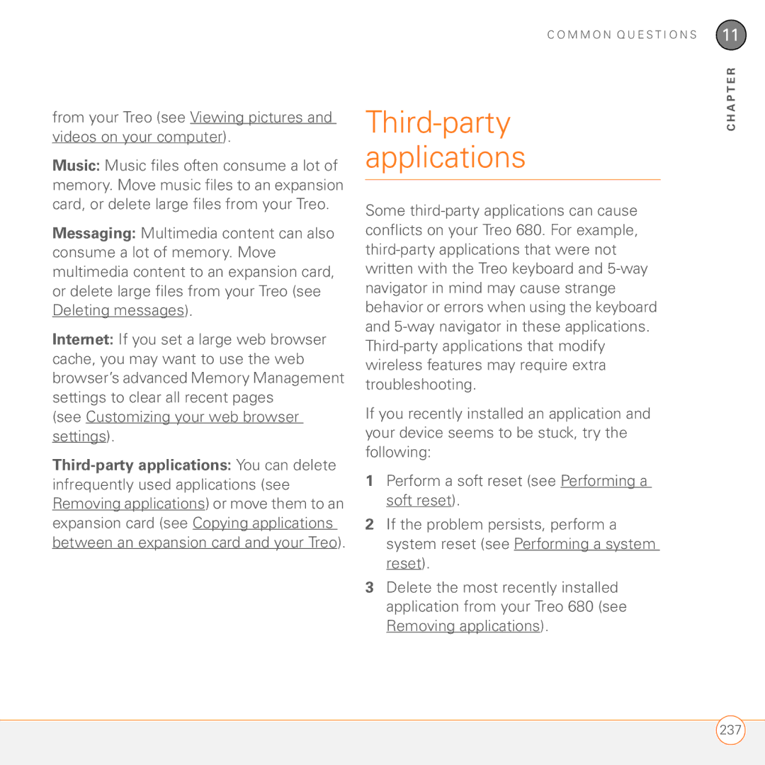 Palm 680 manual Third-party, Applications, See Customizing your web browser settings 