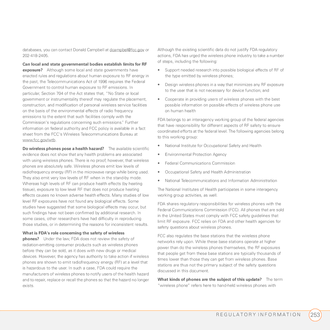 Palm 680 manual What is FDAs role concerning the safety of wireless 