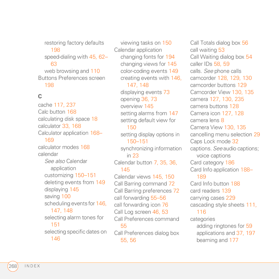 Palm 680 manual 198, 169, 147, 148 displaying events 73 opening 36, 73 overview, 150, Categories 
