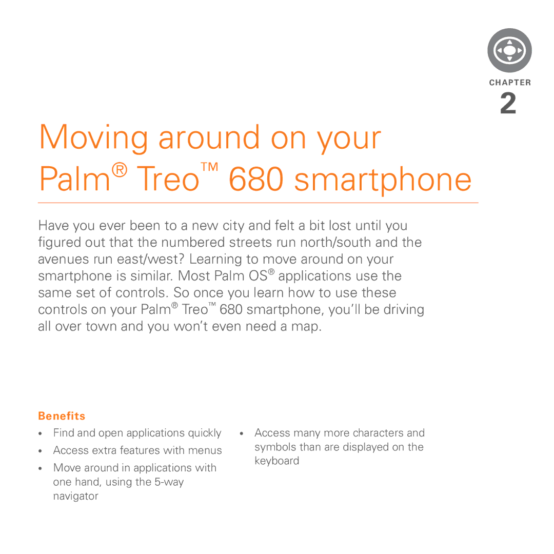 Palm manual Moving around on your Palm Treo 680 smartphone 