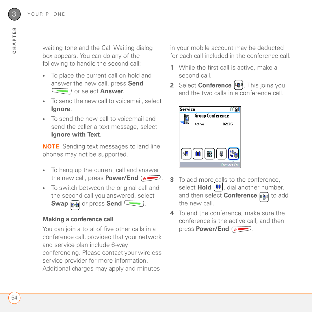 Palm 680 manual Swap or press Send, Making a conference call, While the first call is active, make a second call 