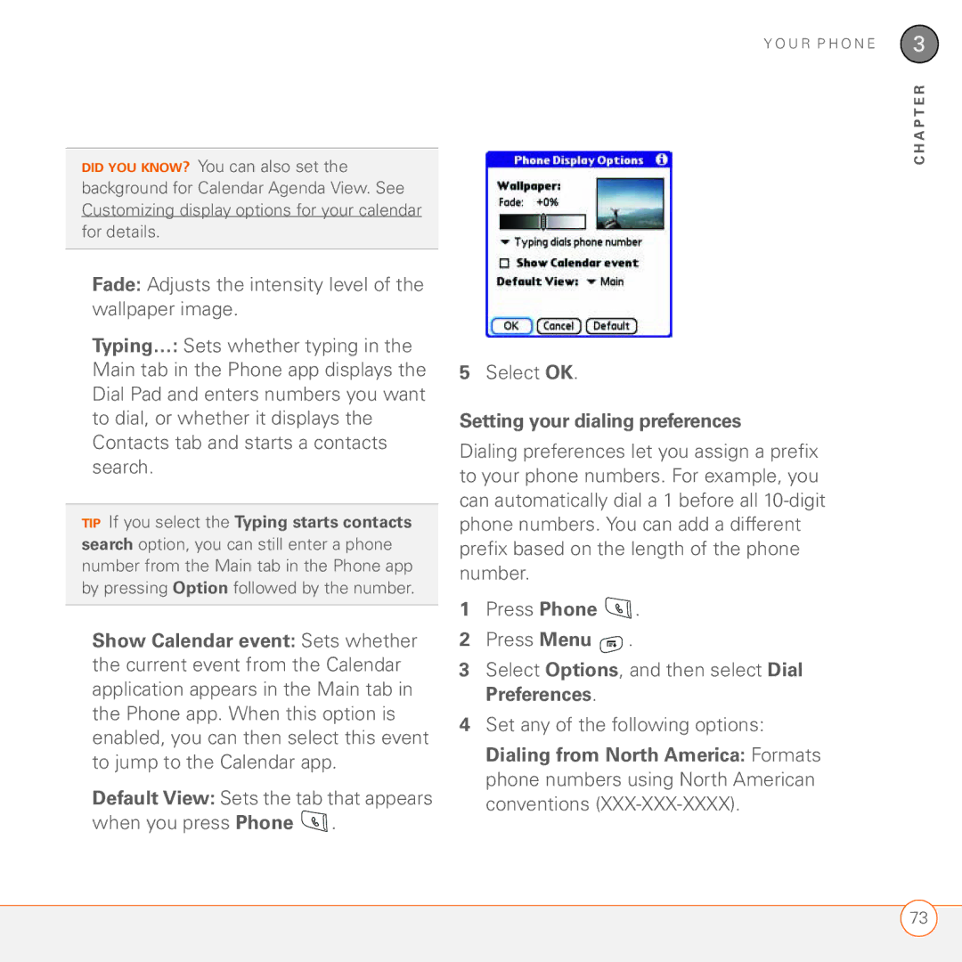 Palm 680 manual Setting your dialing preferences 