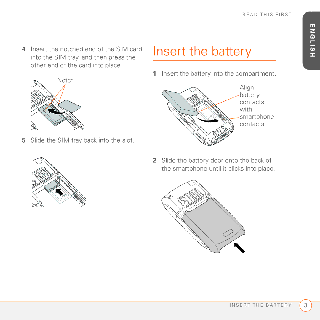 Palm 680 manual Insert the battery 