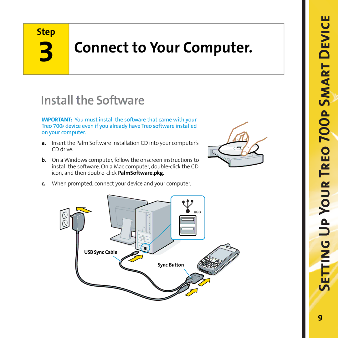 Palm 700P manual Connect to Your Computer, Install the Software 