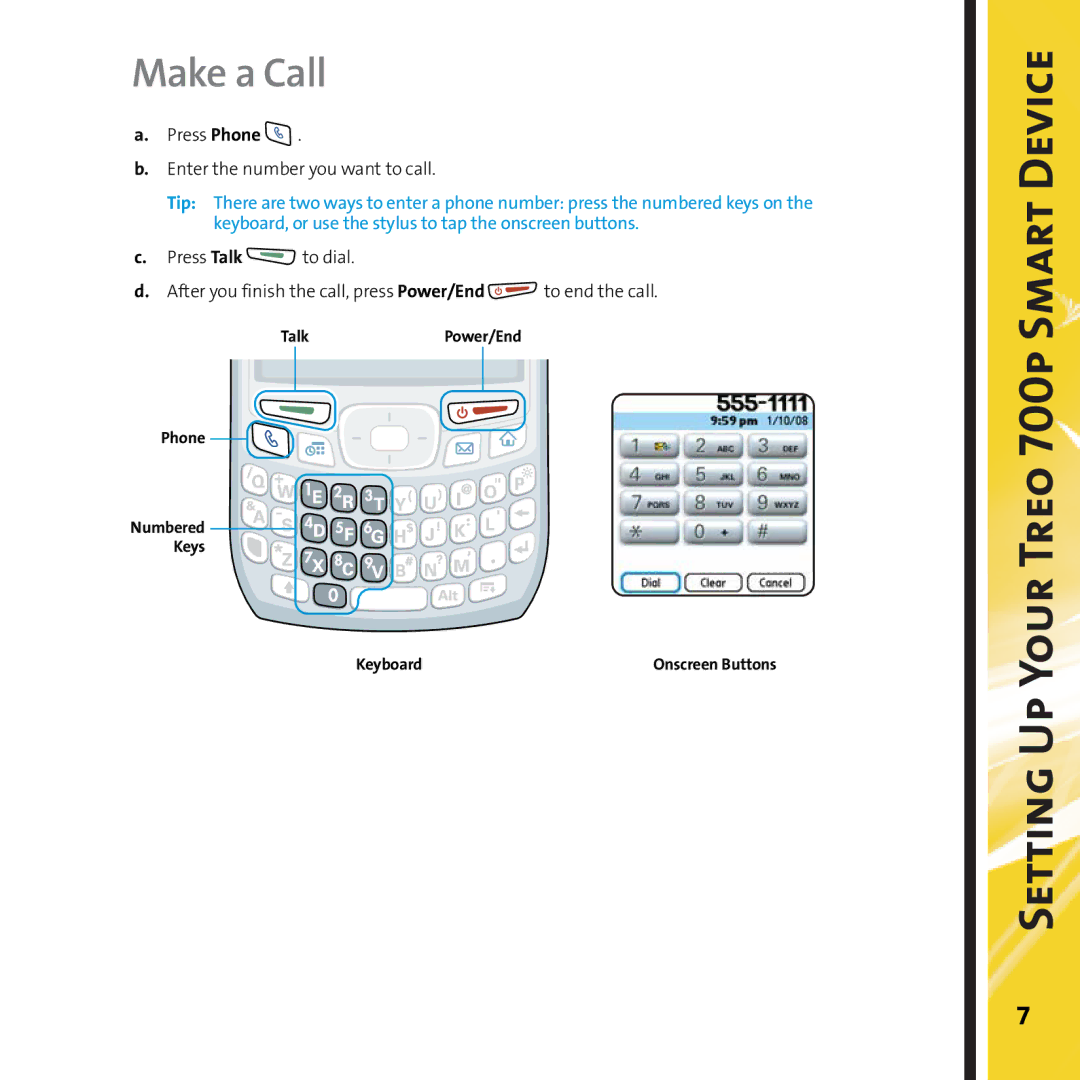 Palm 700P manual Make a Call 