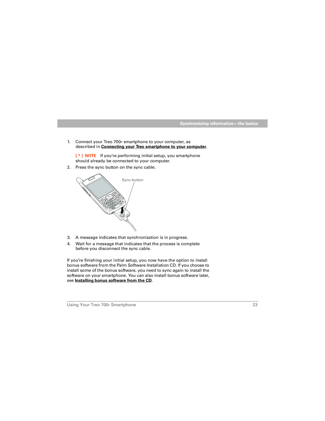 Palm 700P manual Synchronizing information-the basics 