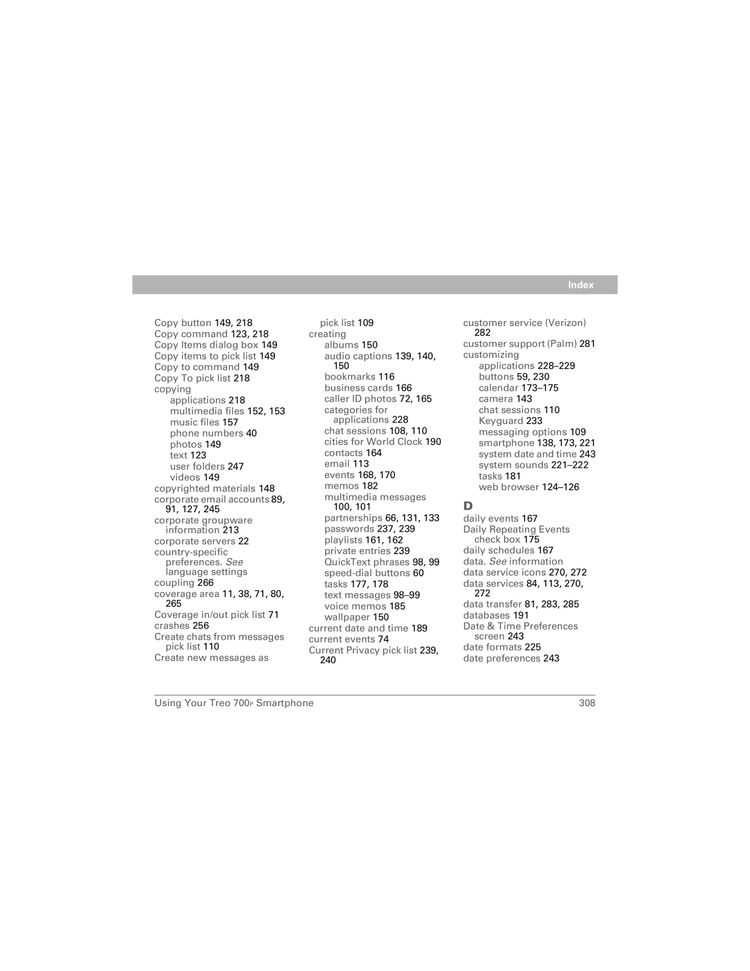 Palm 700P manual 91, 127, 245 corporate groupware 