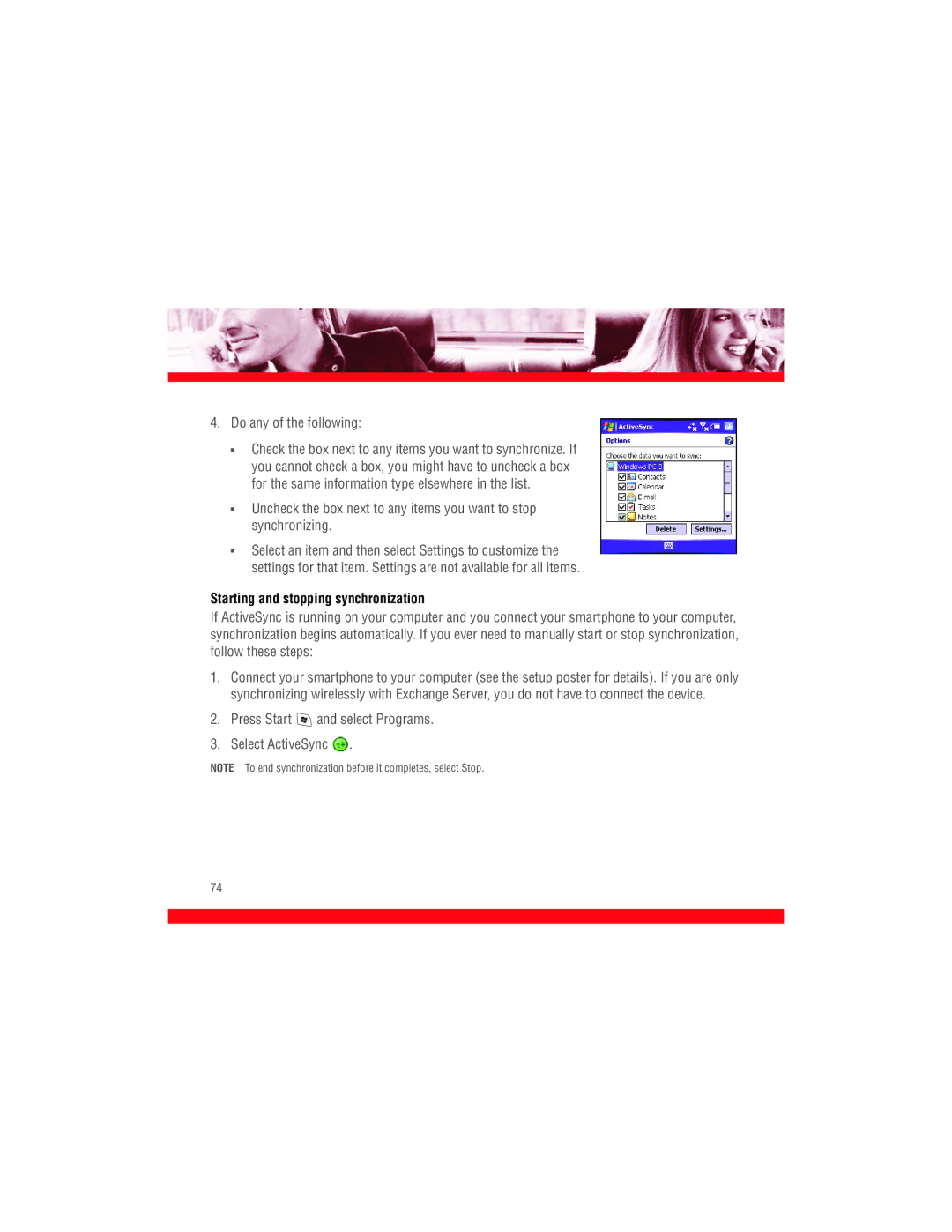 Palm 700w manual Starting and stopping synchronization 