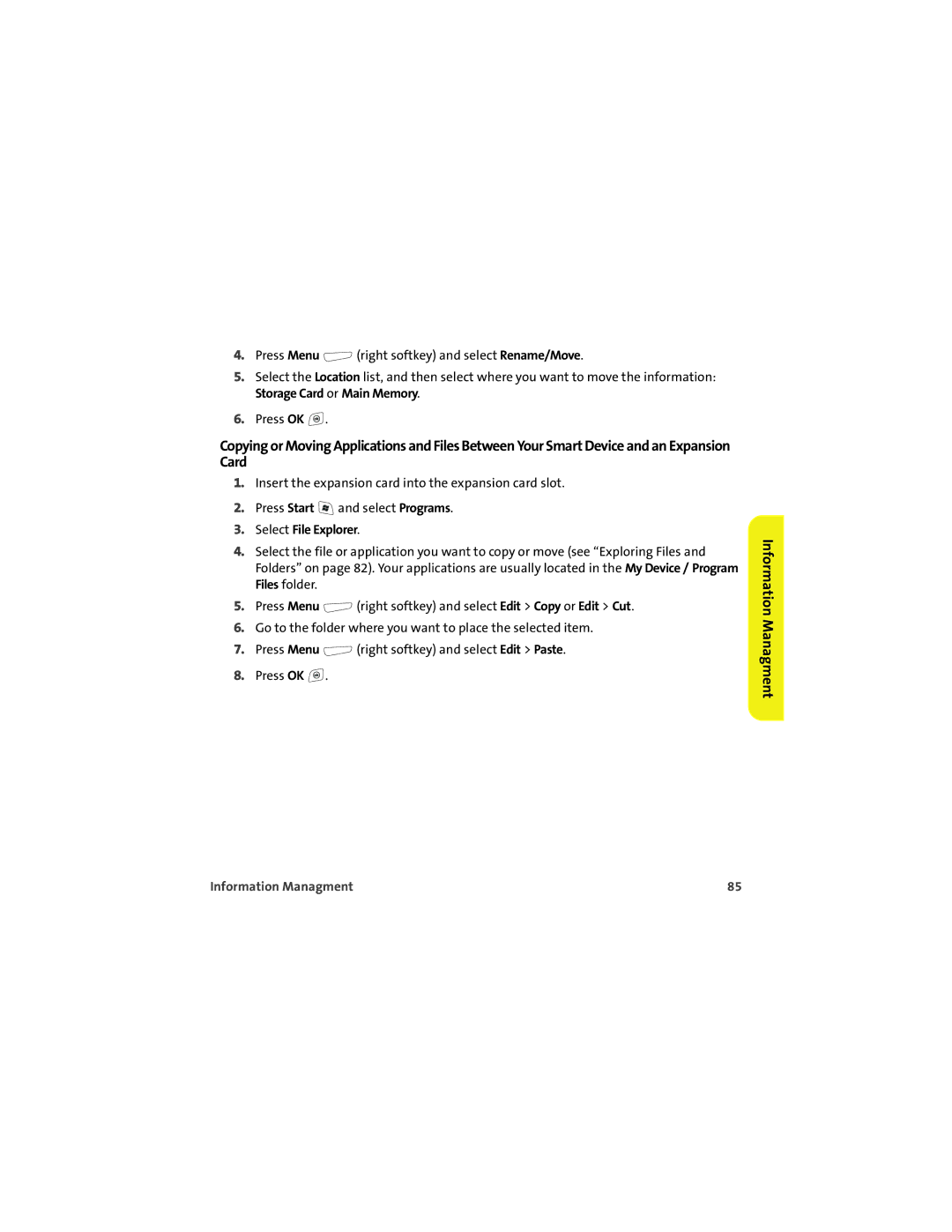 Palm 700wx manual Information Managment 