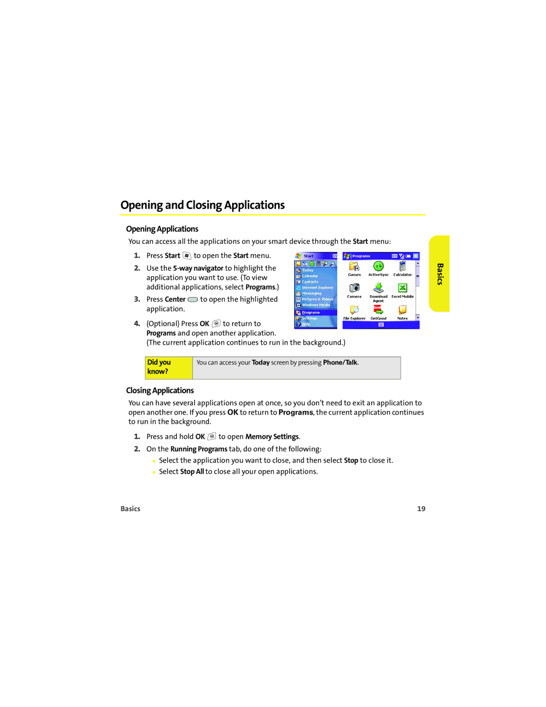 Palm 700wx manual Opening and Closing Applications, Opening Applications, Did you, Know? 