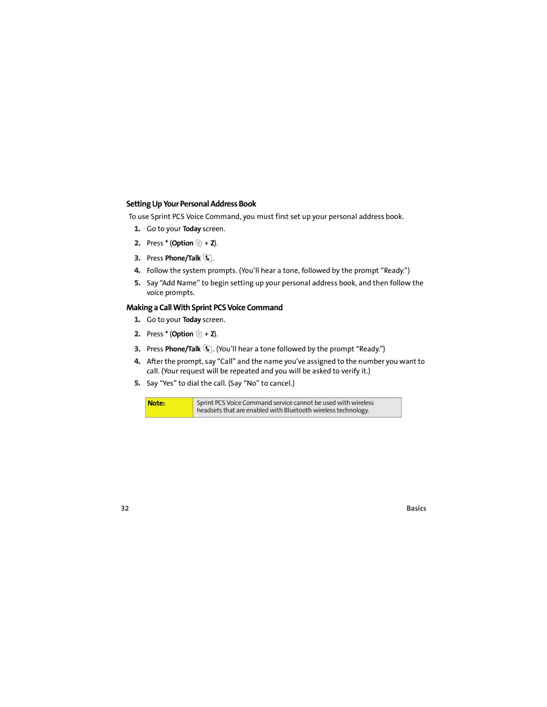 Palm 700wx manual Setting Up Your Personal Address Book, Making a Call With Sprint PCS Voice Command 