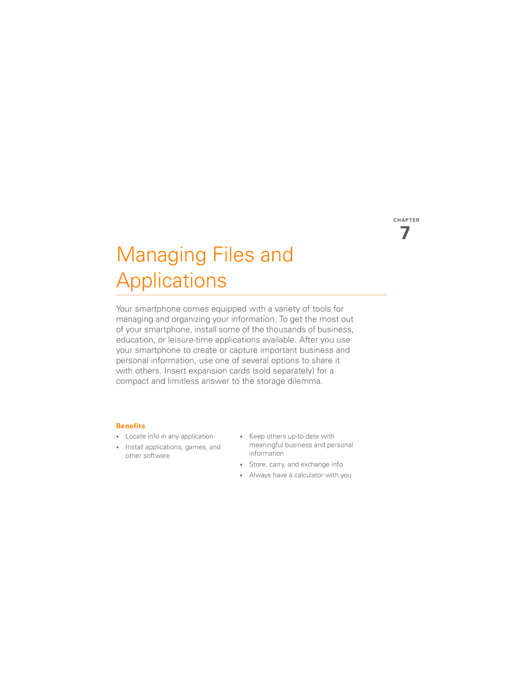 Palm 700wx manual Managing Files Applications 