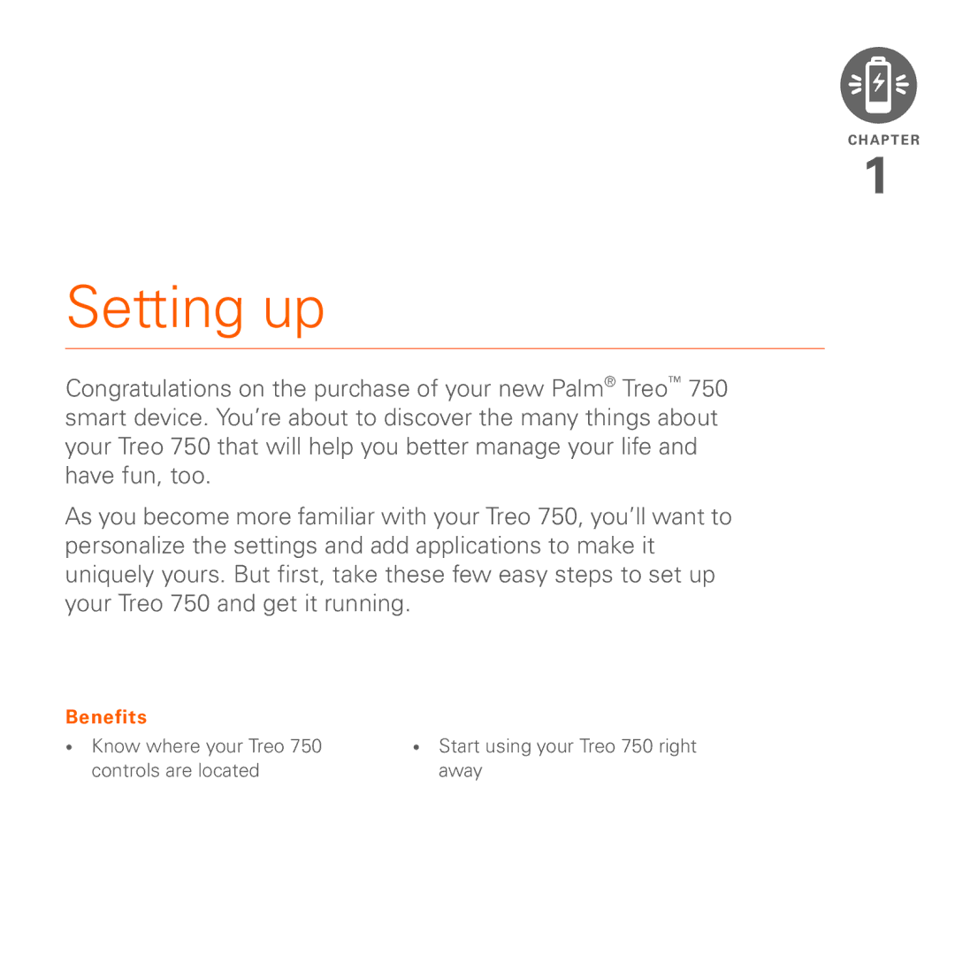 Palm 750 manual Setting up 