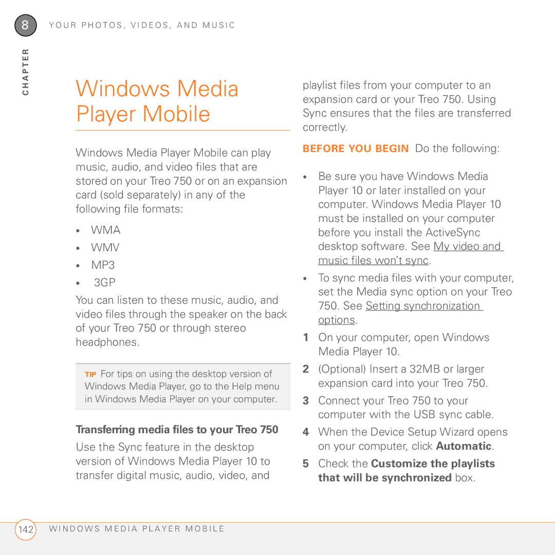 Palm 750 manual Windows Media Player Mobile, Wma Wmv 