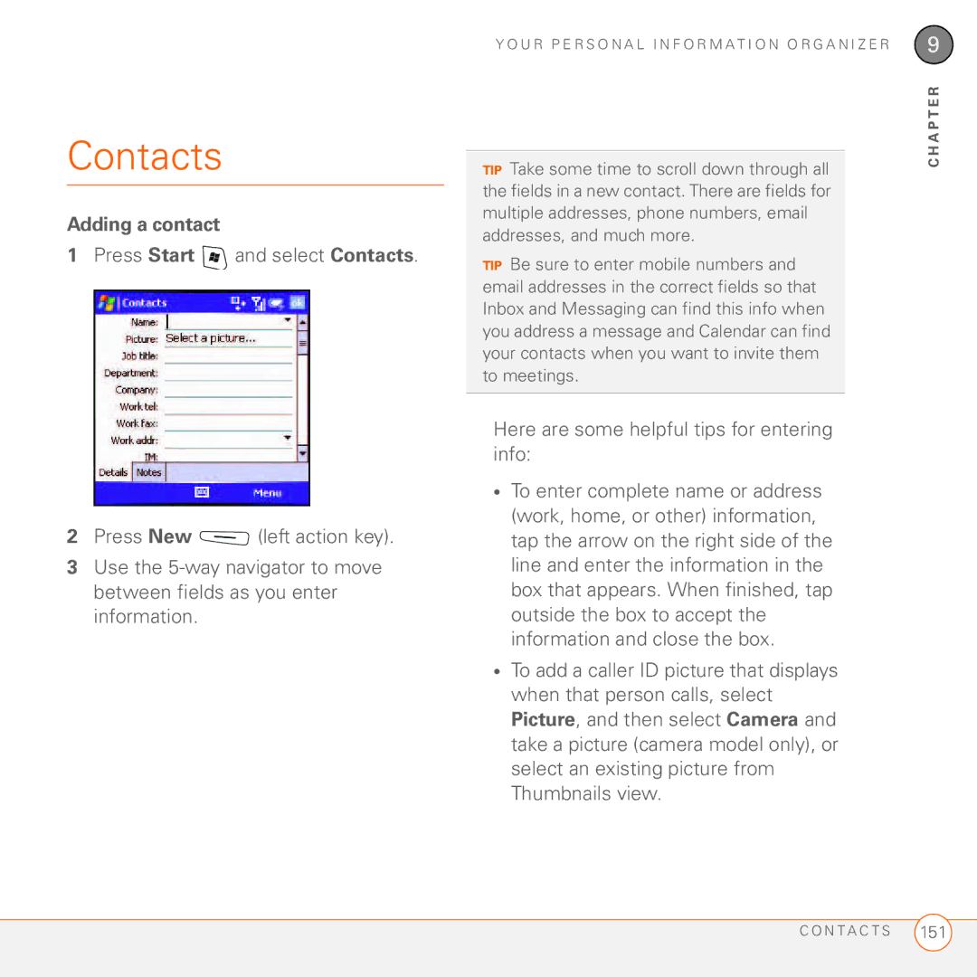 Palm 750 manual Contacts, Adding a contact 