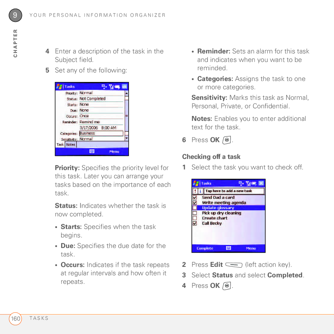Palm 750 manual Checking off a task 