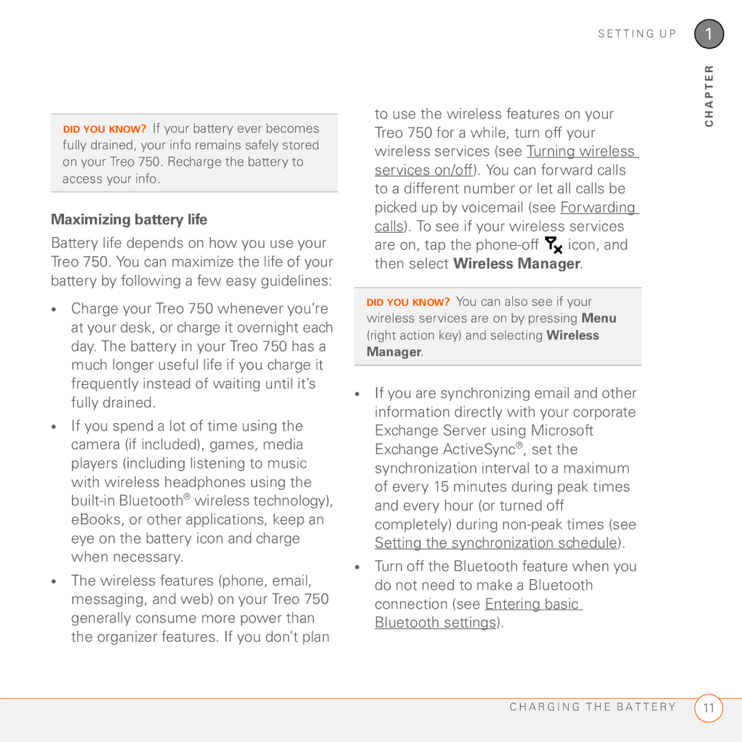Palm 750 manual Maximizing battery life 