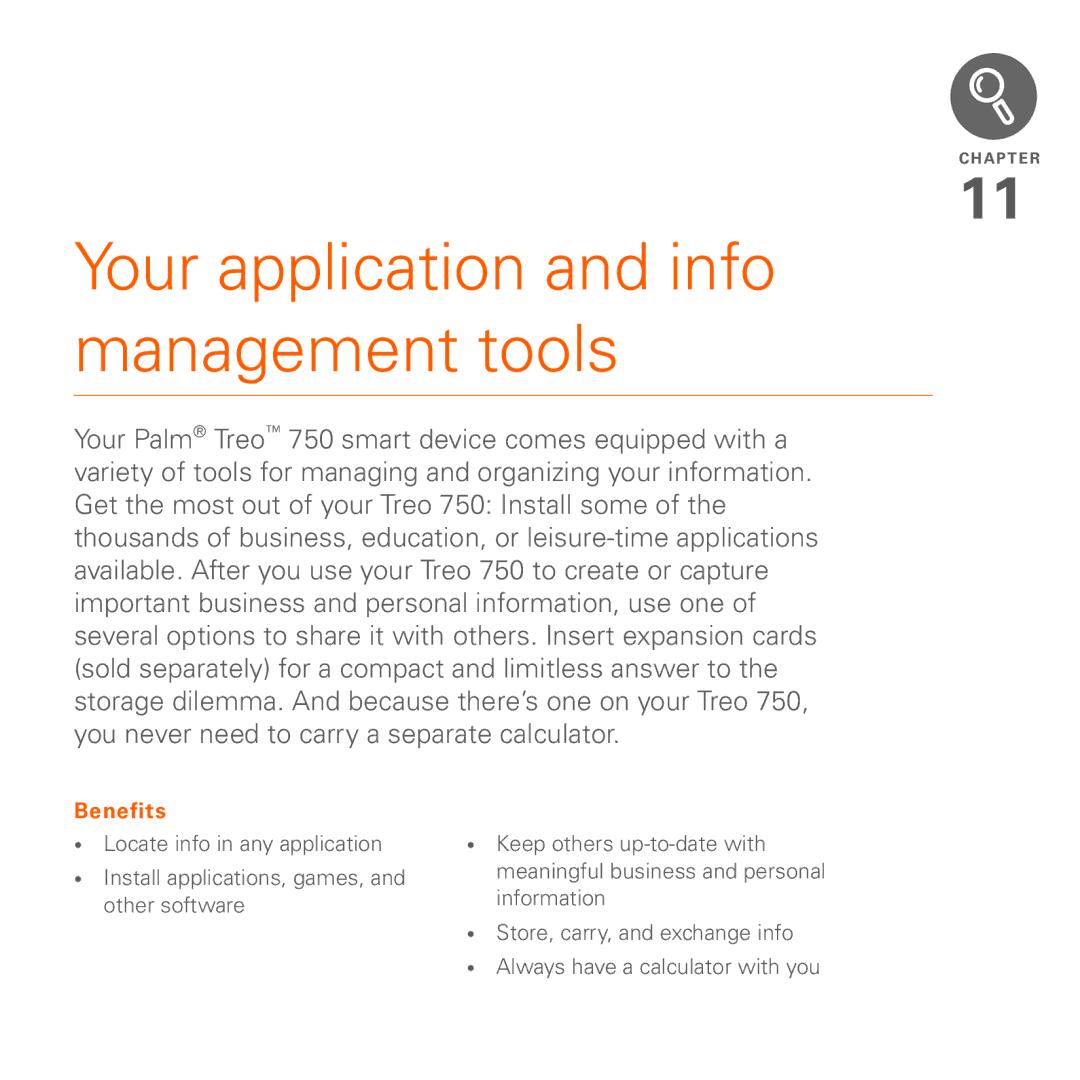 Palm 750 manual Your application and info management tools 