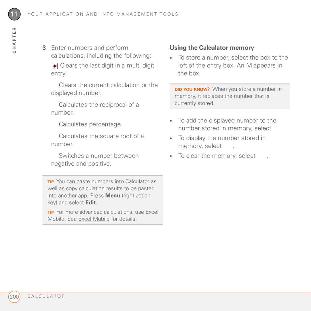 Palm 750 manual Using the Calculator memory 