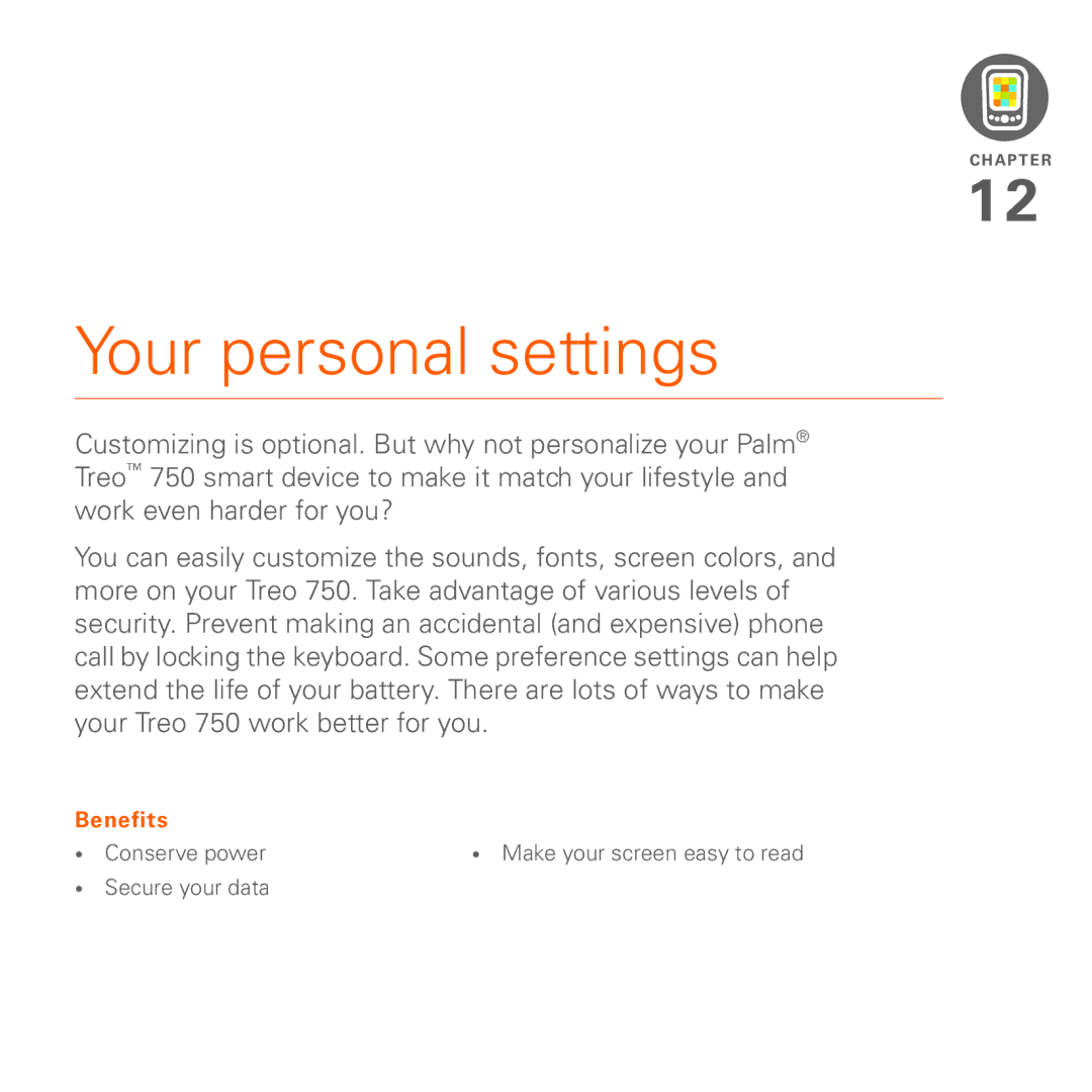 Palm 750 manual Your personal settings 