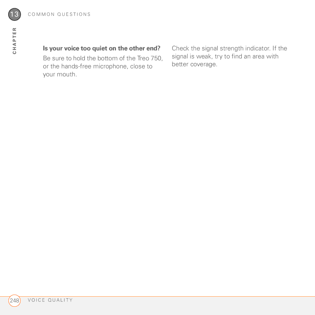 Palm 750 manual Is your voice too quiet on the other end? 