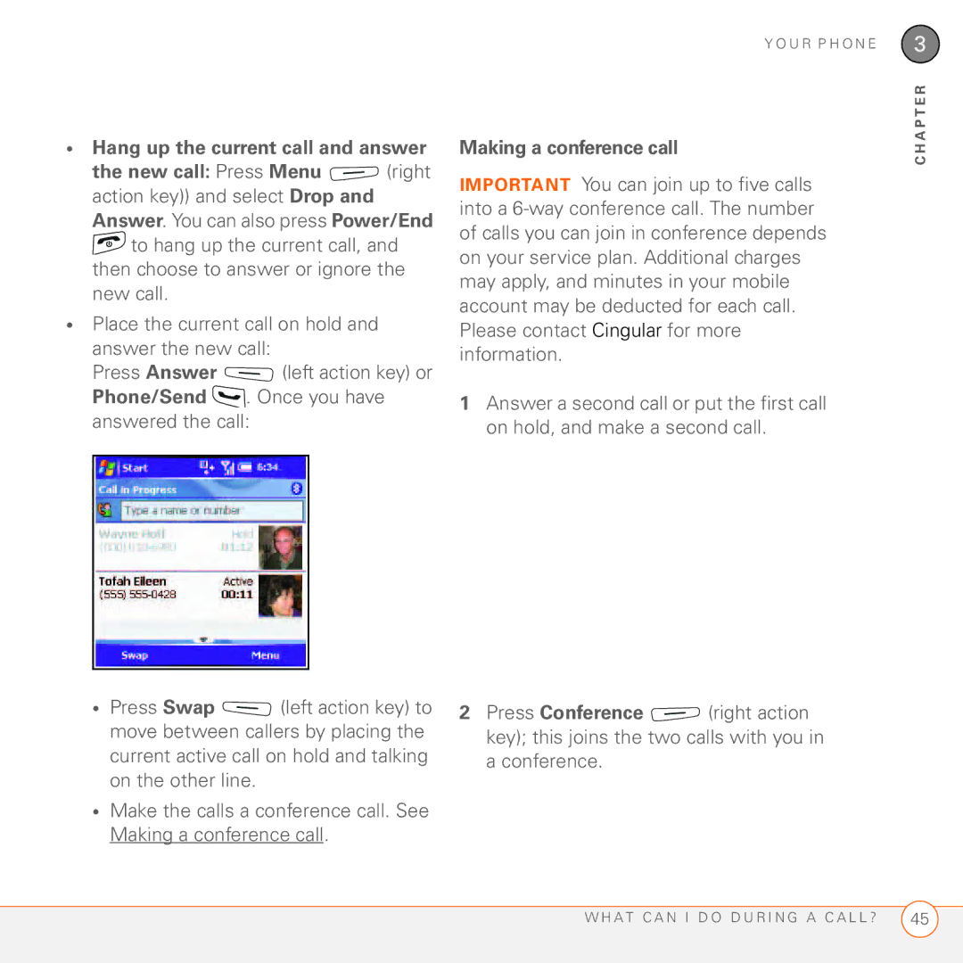 Palm 750 manual Hang up the current call and answer, Making a conference call 
