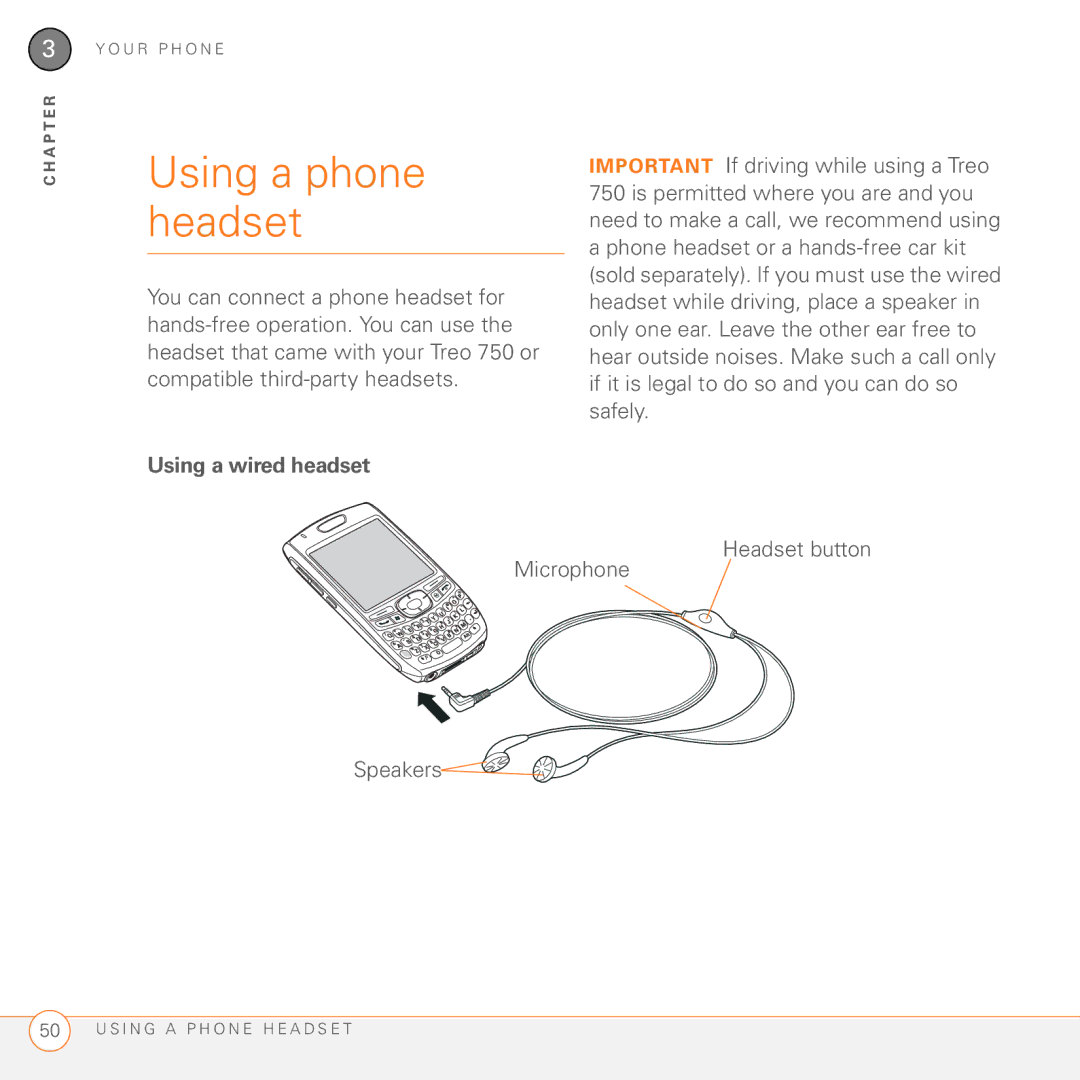 Palm 750 manual Using a phone, Headset, Using a wired headset 