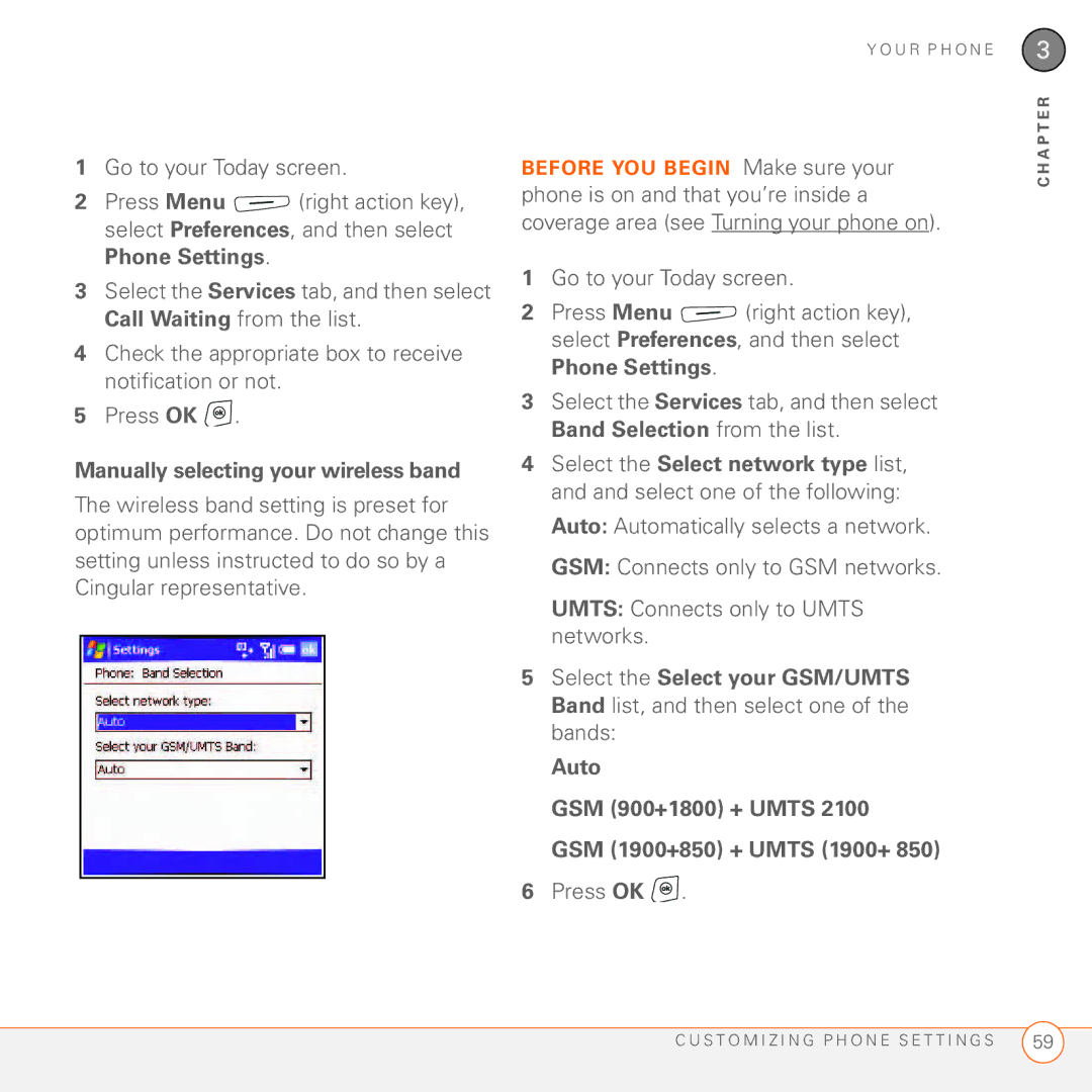 Palm 750 manual Manually selecting your wireless band 