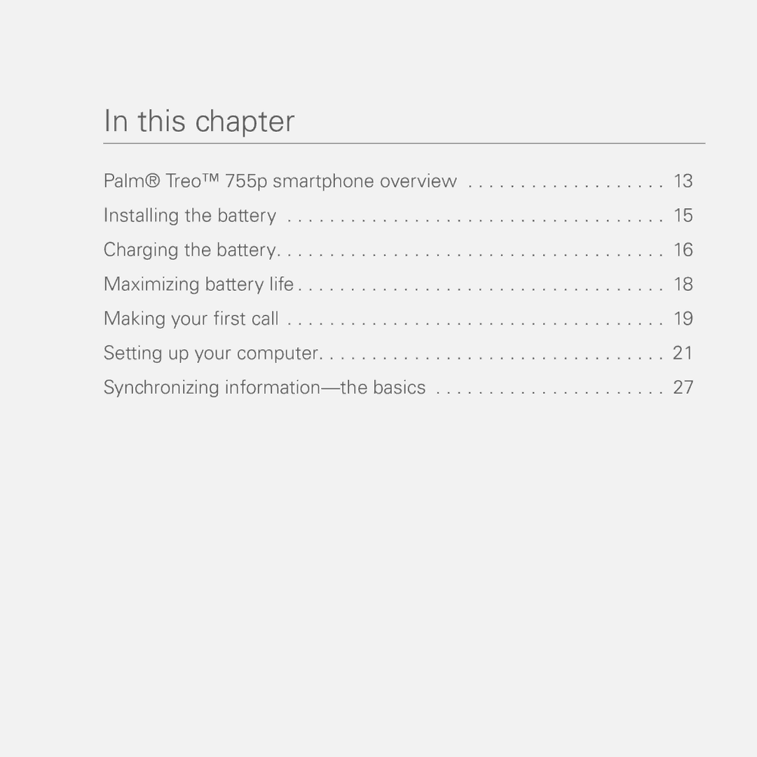 Palm 755P manual This chapter 