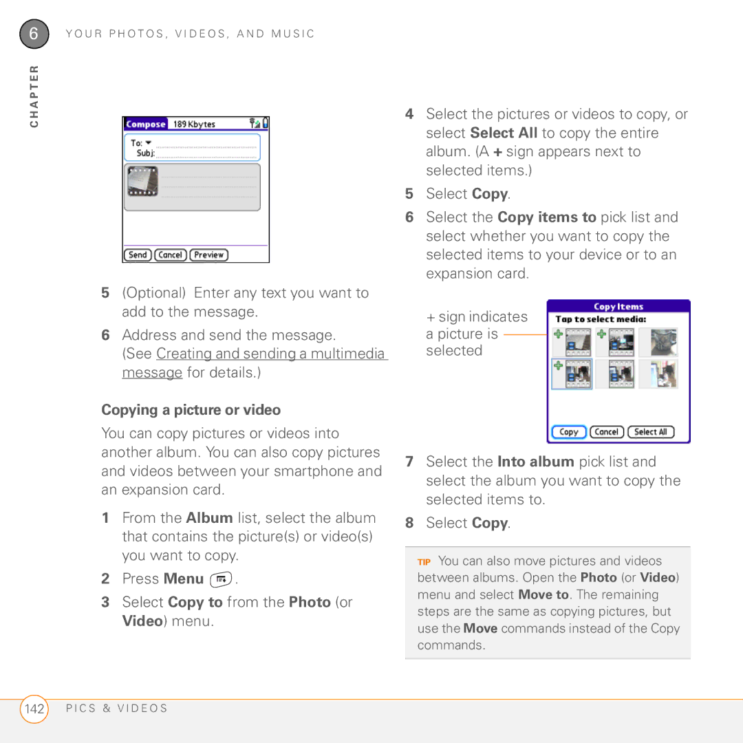 Palm 755P manual Copying a picture or video 