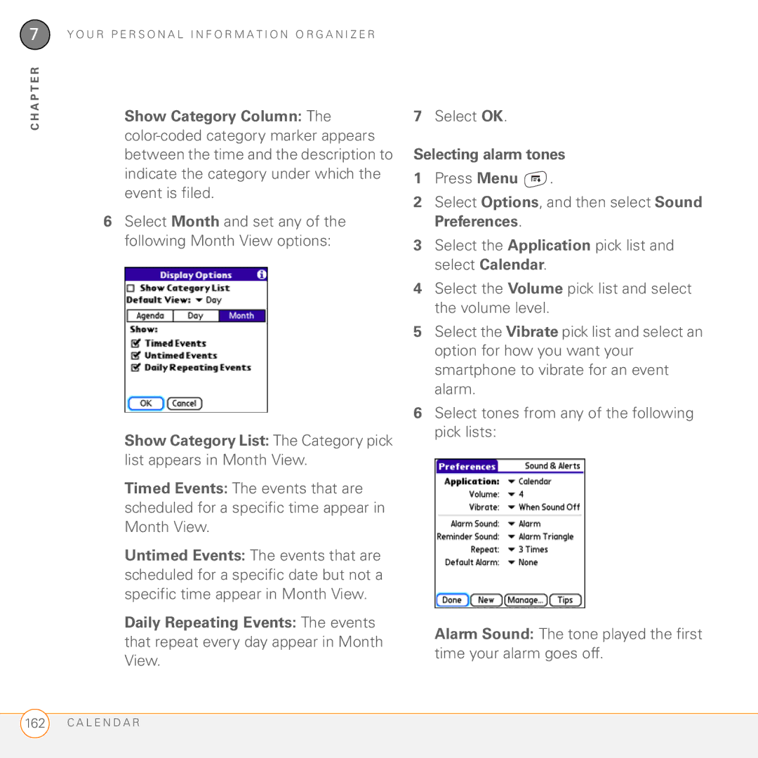 Palm 755P manual Selecting alarm tones 