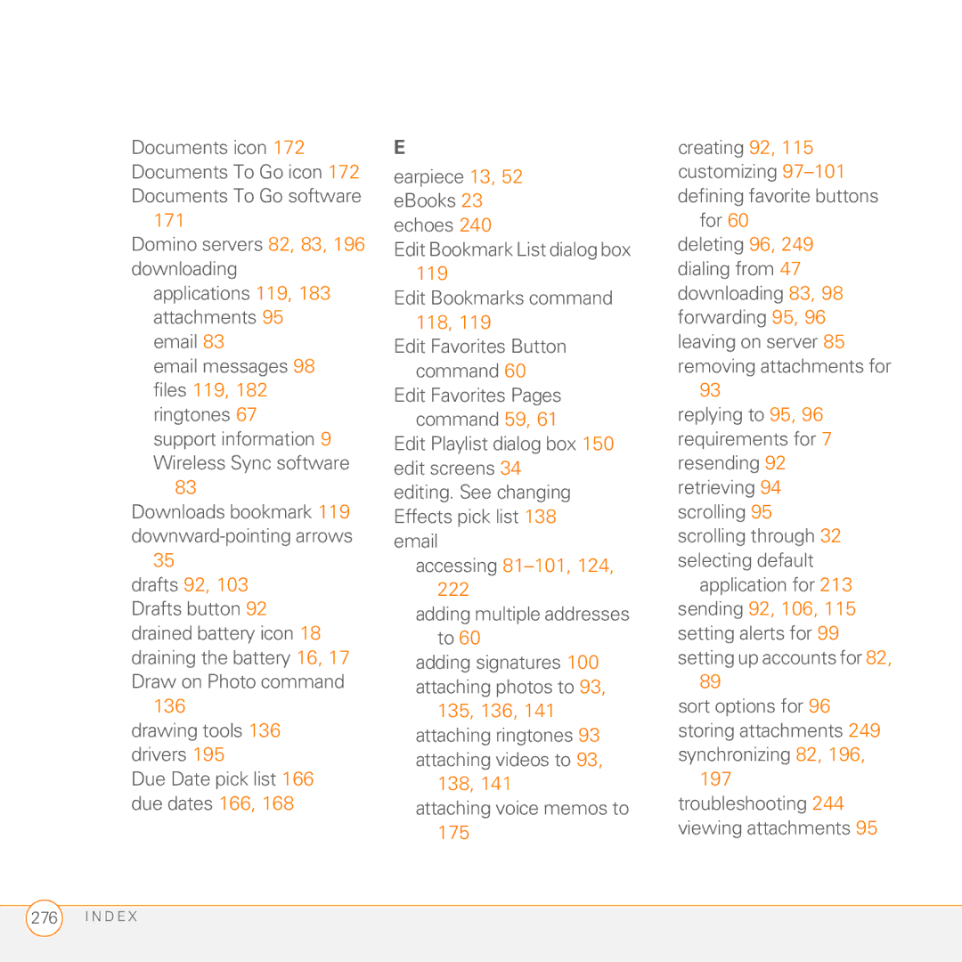 Palm 755P manual 171, 138, Attaching voice memos to, Troubleshooting 244 viewing attachments 