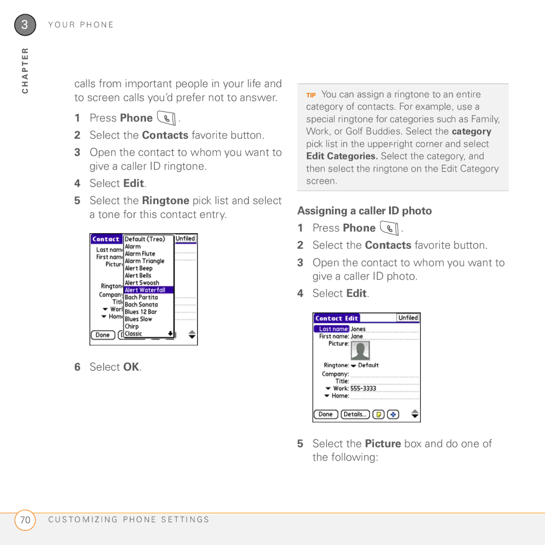 Palm 755P manual Assigning a caller ID photo 