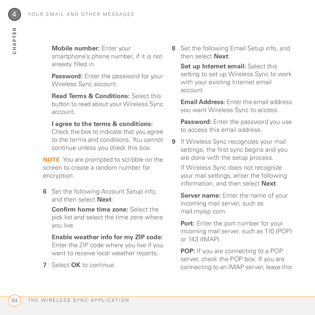 Palm 755P manual Password Enter the password for your Wireless Sync account 