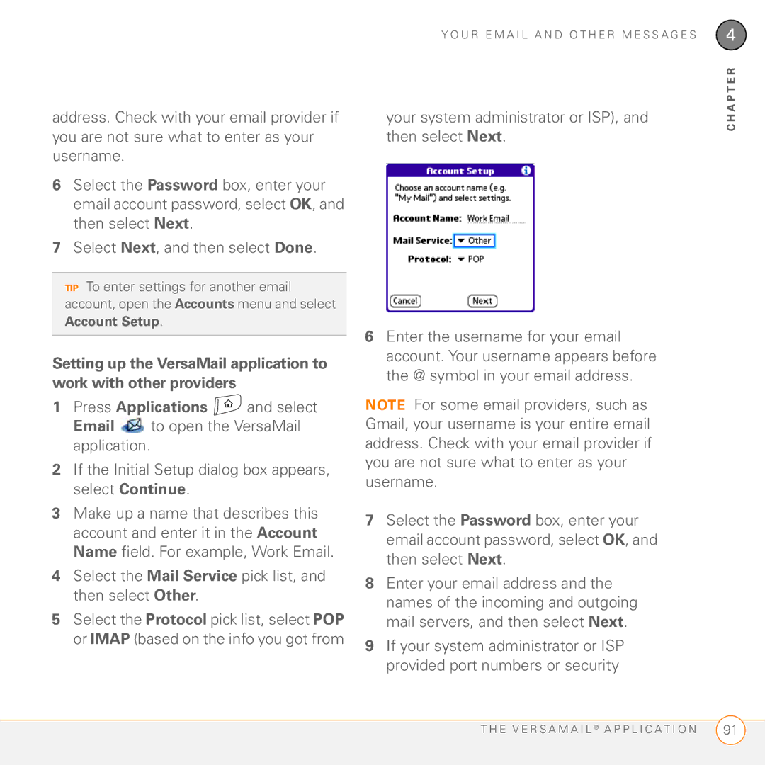 Palm 755P manual Your system administrator or ISP, and then select Next 