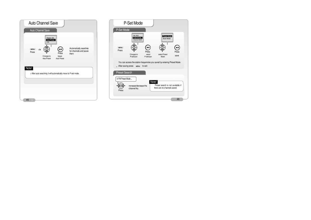 Palm DAH-1500i user manual Set Mode, Preset Search 