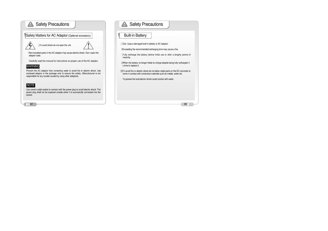 Palm DAH-1500i user manual Safety Matters for AC Adaptor Optional accessory 