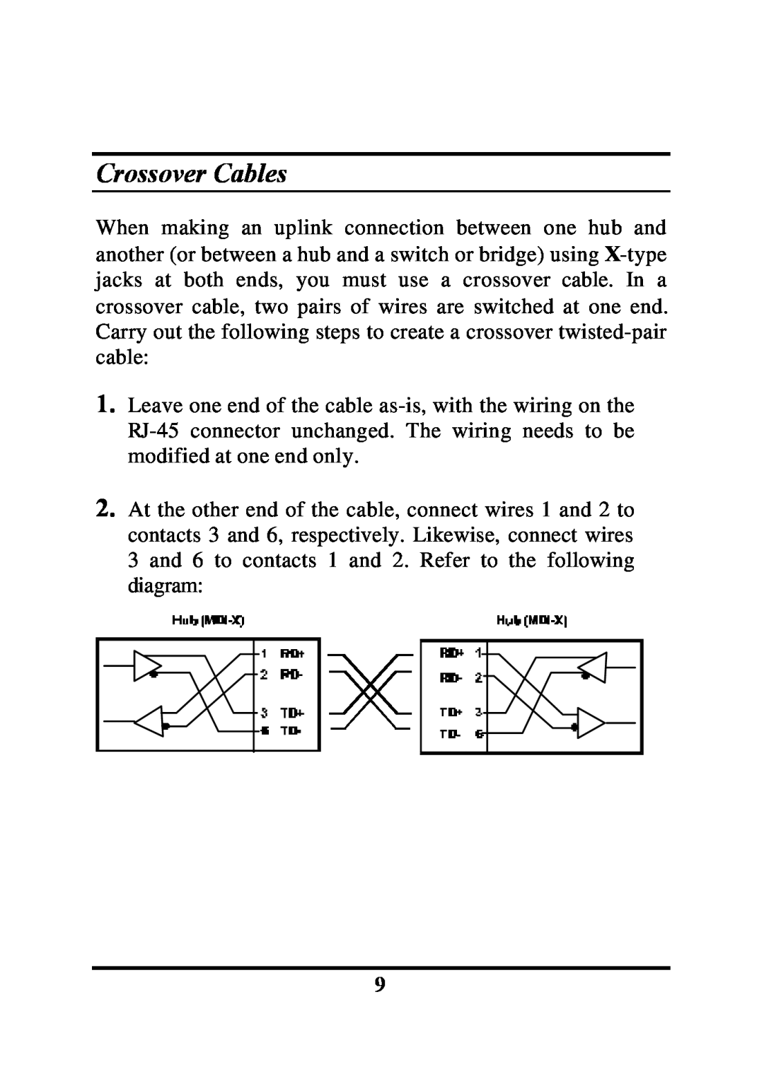 Palm ETHERNET HUB manual Crossover Cables 