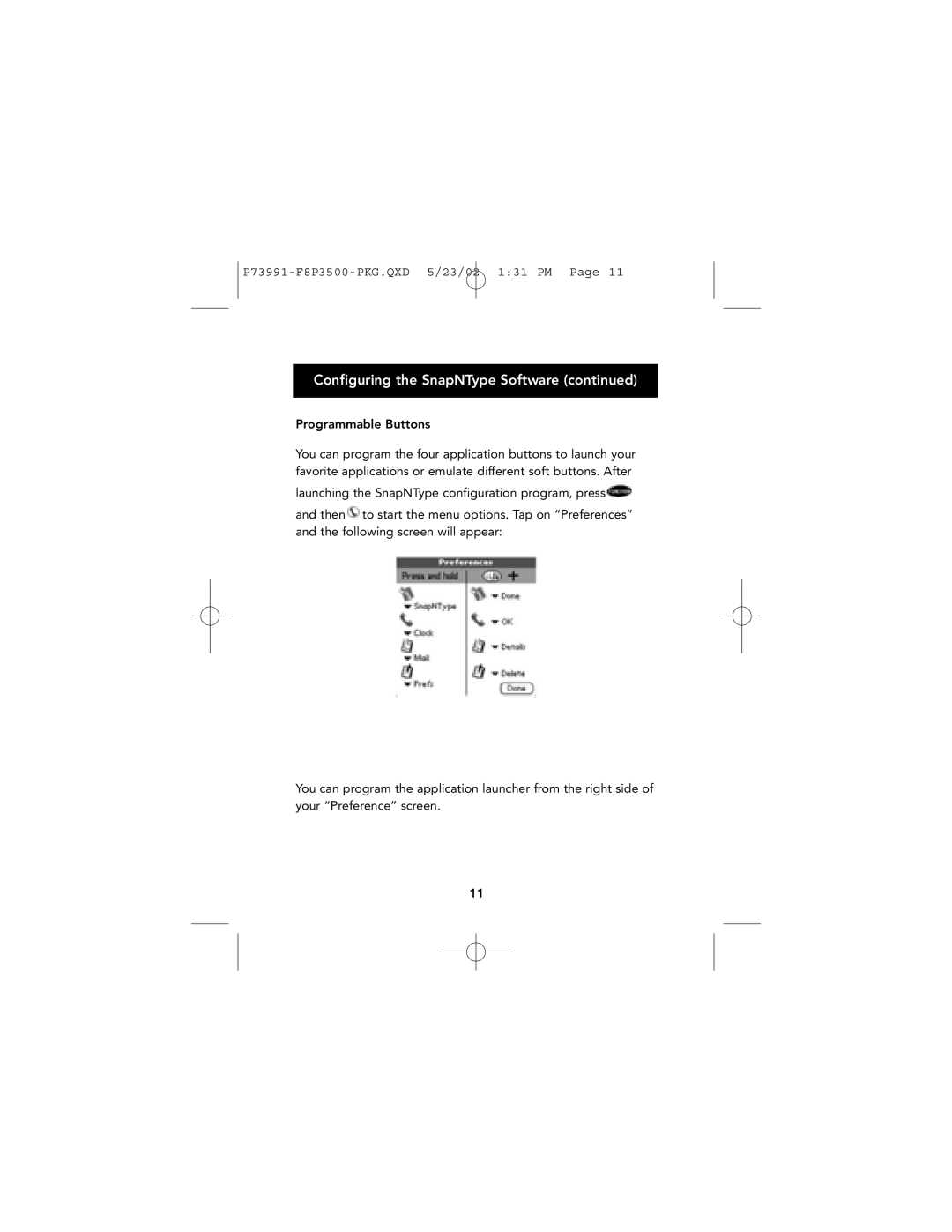 Palm F8P3500 manual Configuring the SnapNType Software 