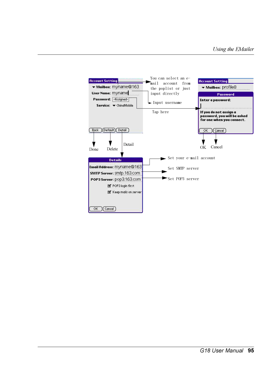 Palm G18 user manual Done Delete Detail Cancel 