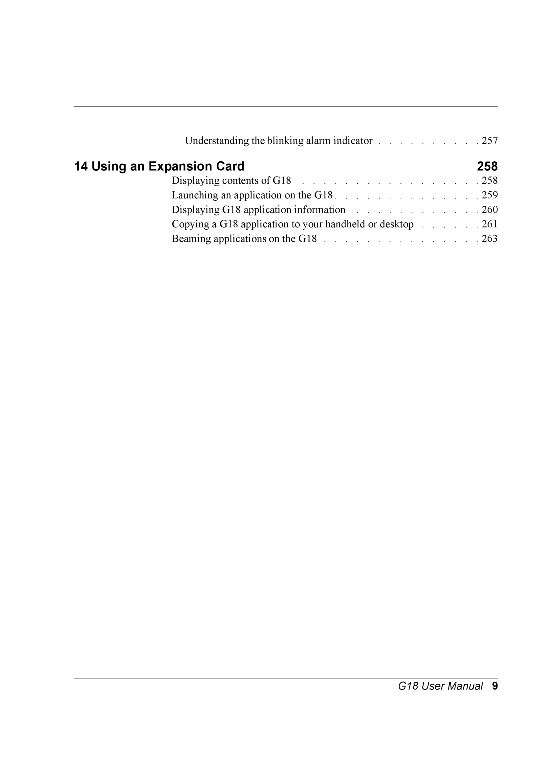 Palm G18 user manual Using an Expansion Card 258 