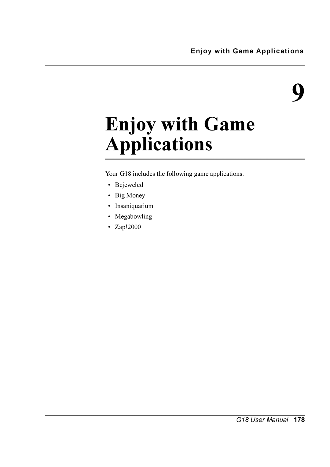 Palm G18 user manual Enjoy with Game Applications 