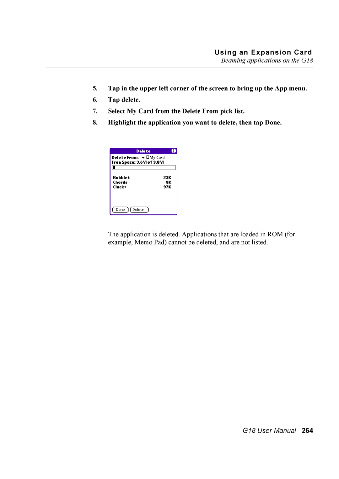 Palm G18 user manual Using an Expansion Card 