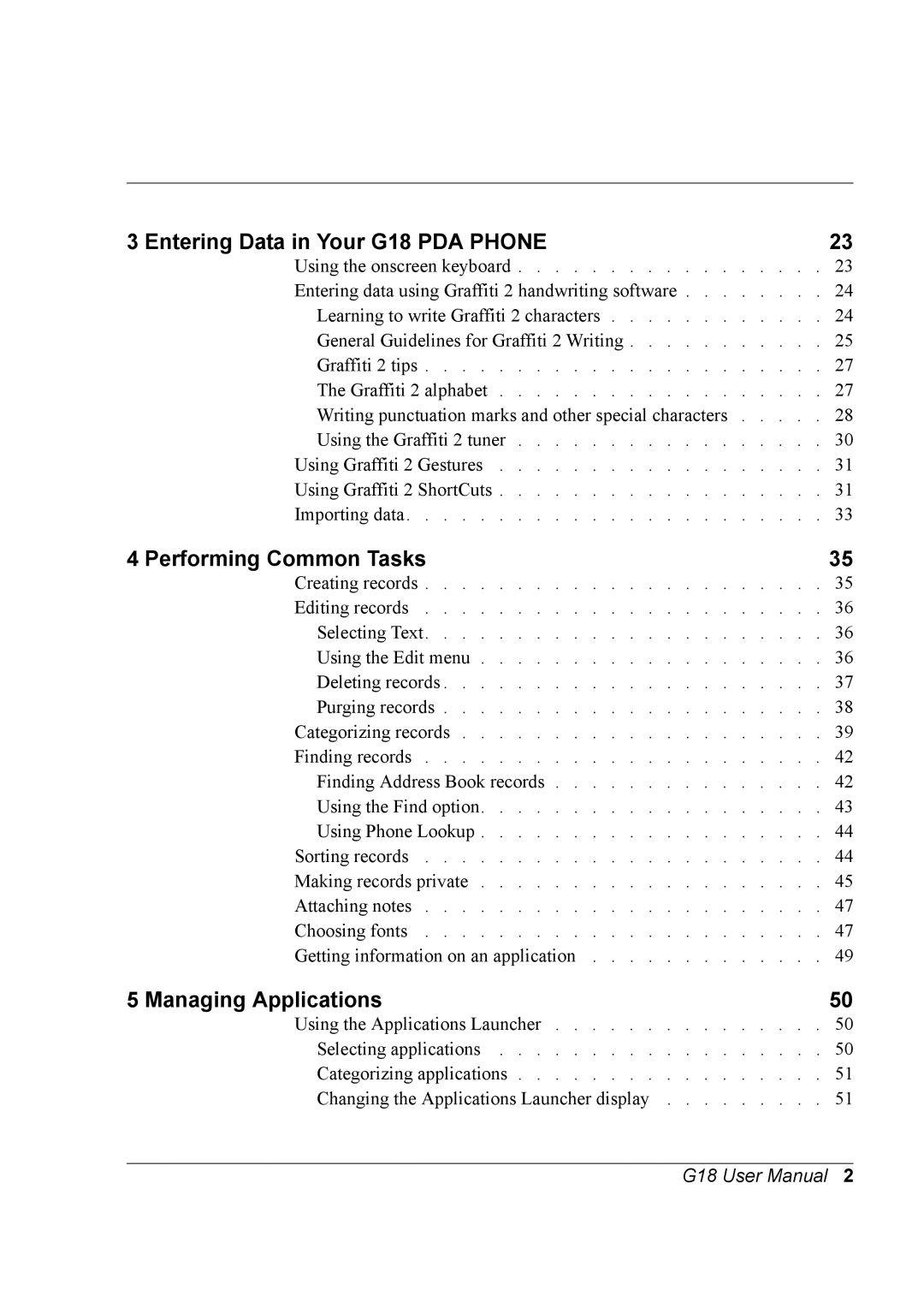 Palm G18 user manual Performing Common Tasks 