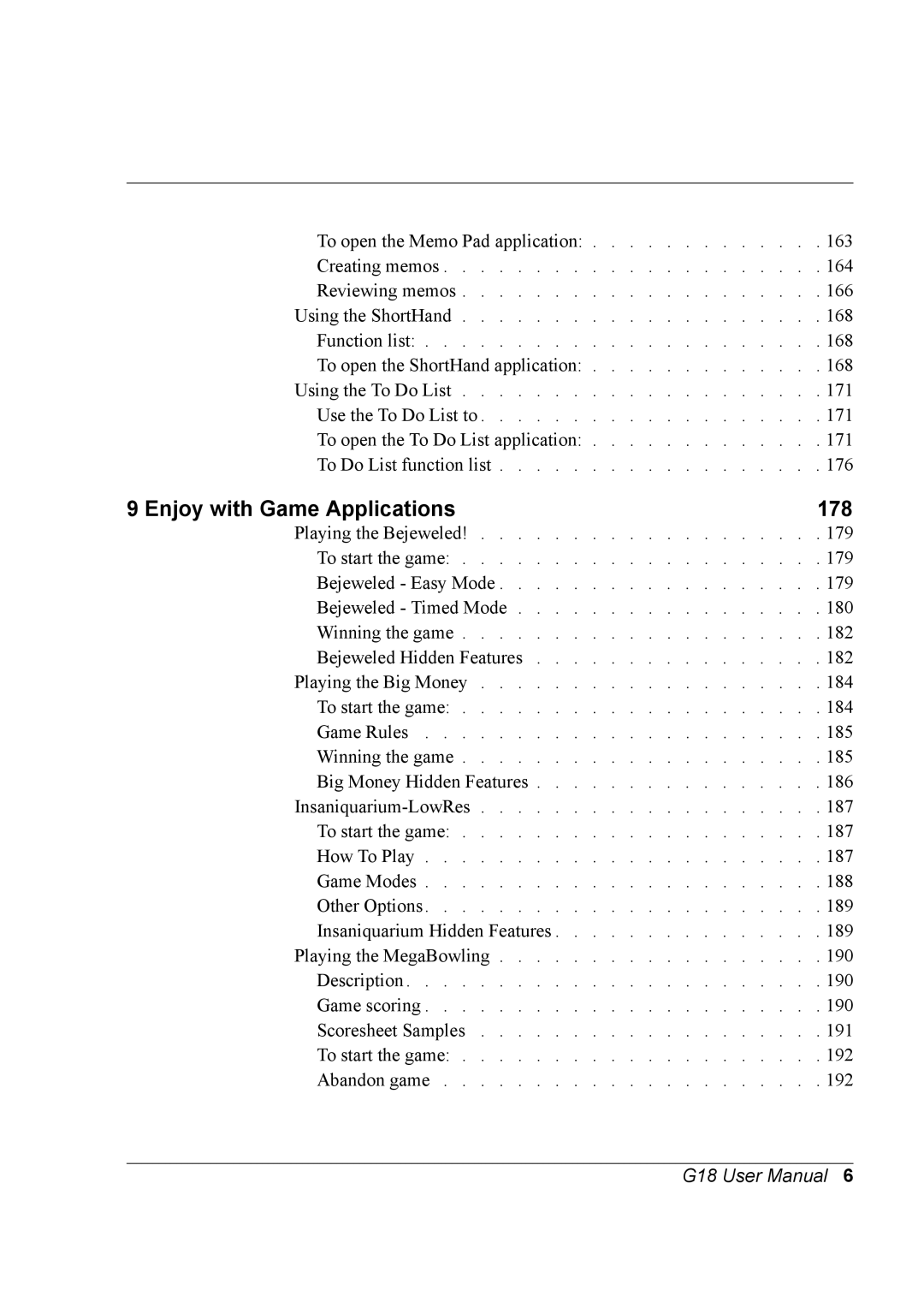 Palm G18 user manual 178 